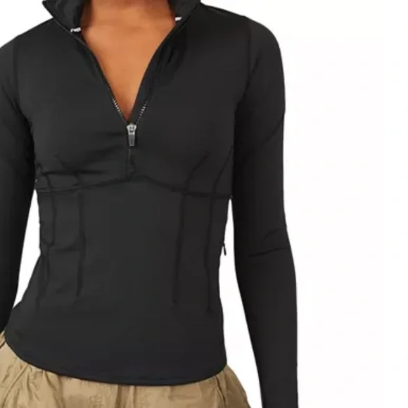 Free People Movement Run The Course Half Zip in Black NWT - Picture 5 of 16